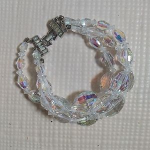 Vintage AB crystal bracelet w/rhinestone clasp